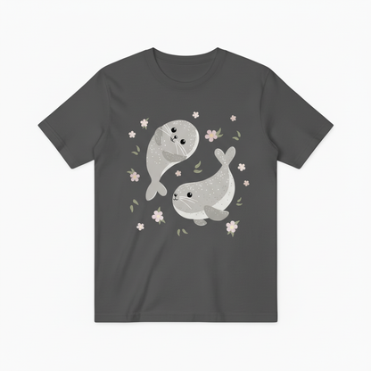 Charming Seals and Flowers Ocean Graphic T-Shirt T6013