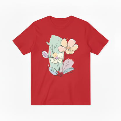 Watercolor Floral Line Art Minimalist Graphic T-ShirtT6014