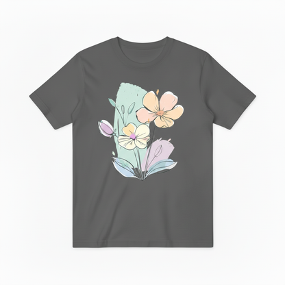 Watercolor Floral Line Art Minimalist Graphic T-ShirtT6014