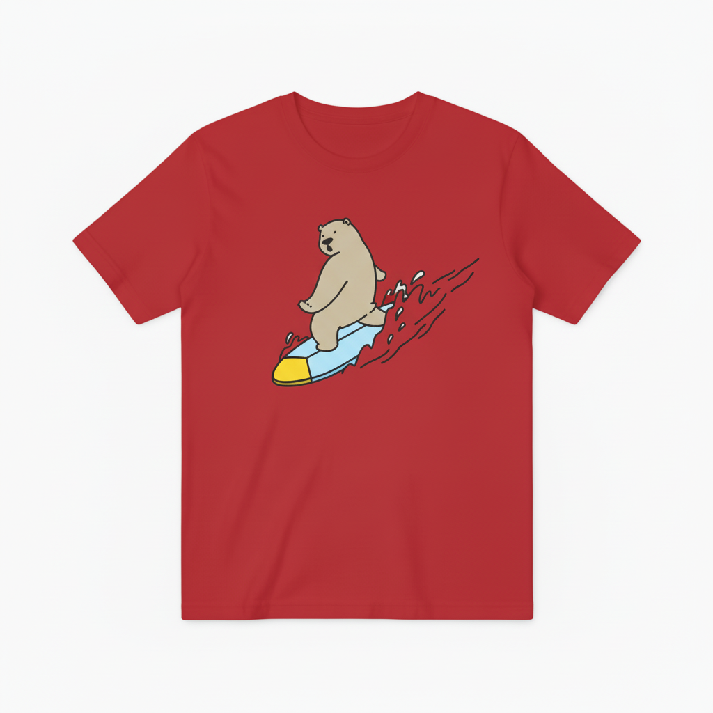 Cool Bear Surfer Graphic Tee Summer Vibes T-Shirt T6010