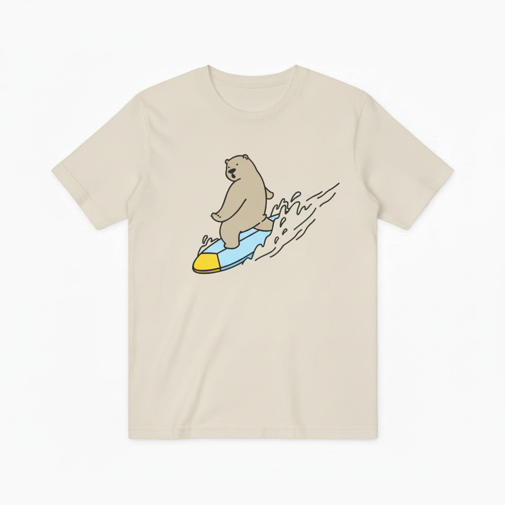 Cool Bear Surfer Graphic Tee Summer Vibes T-Shirt T6010