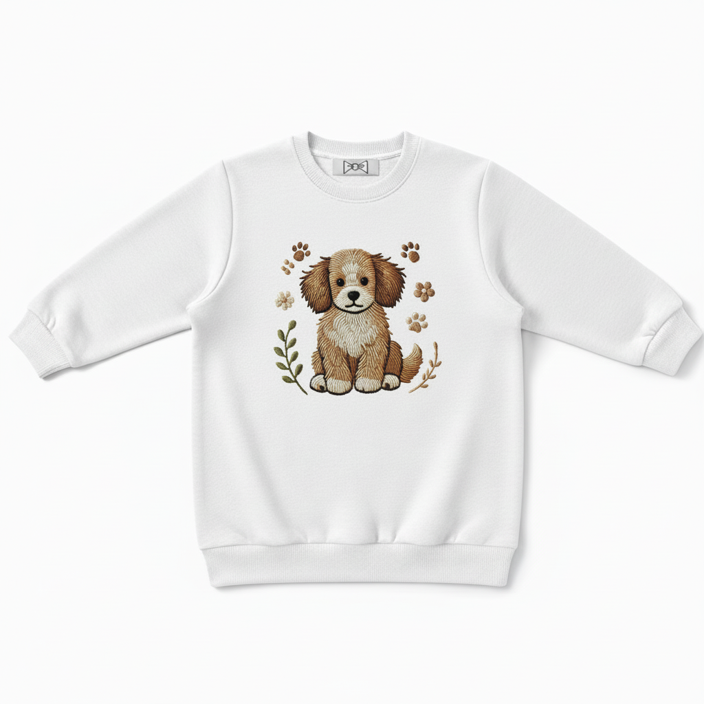 Cozy Puppy Embroidered Crewneck C1003