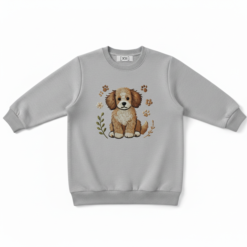Cozy Puppy Embroidered Crewneck C1003