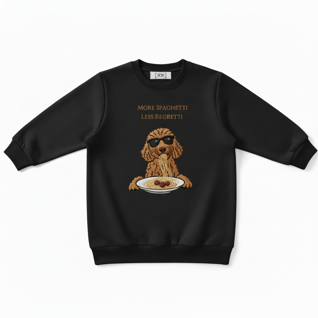 Funny Spaghetti Dog Embroidered Crewneck Premium  C1004