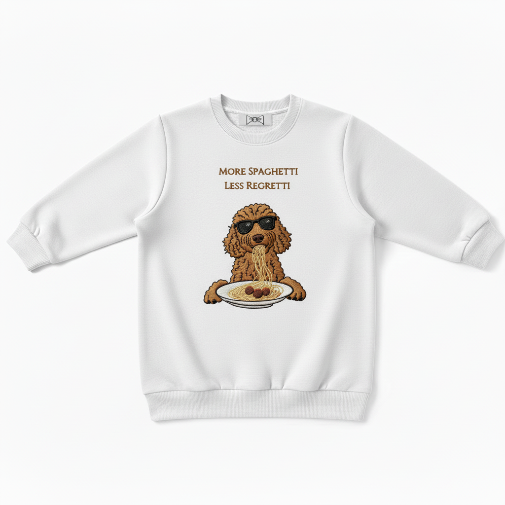 Funny Spaghetti Dog Embroidered Crewneck Premium  C1004