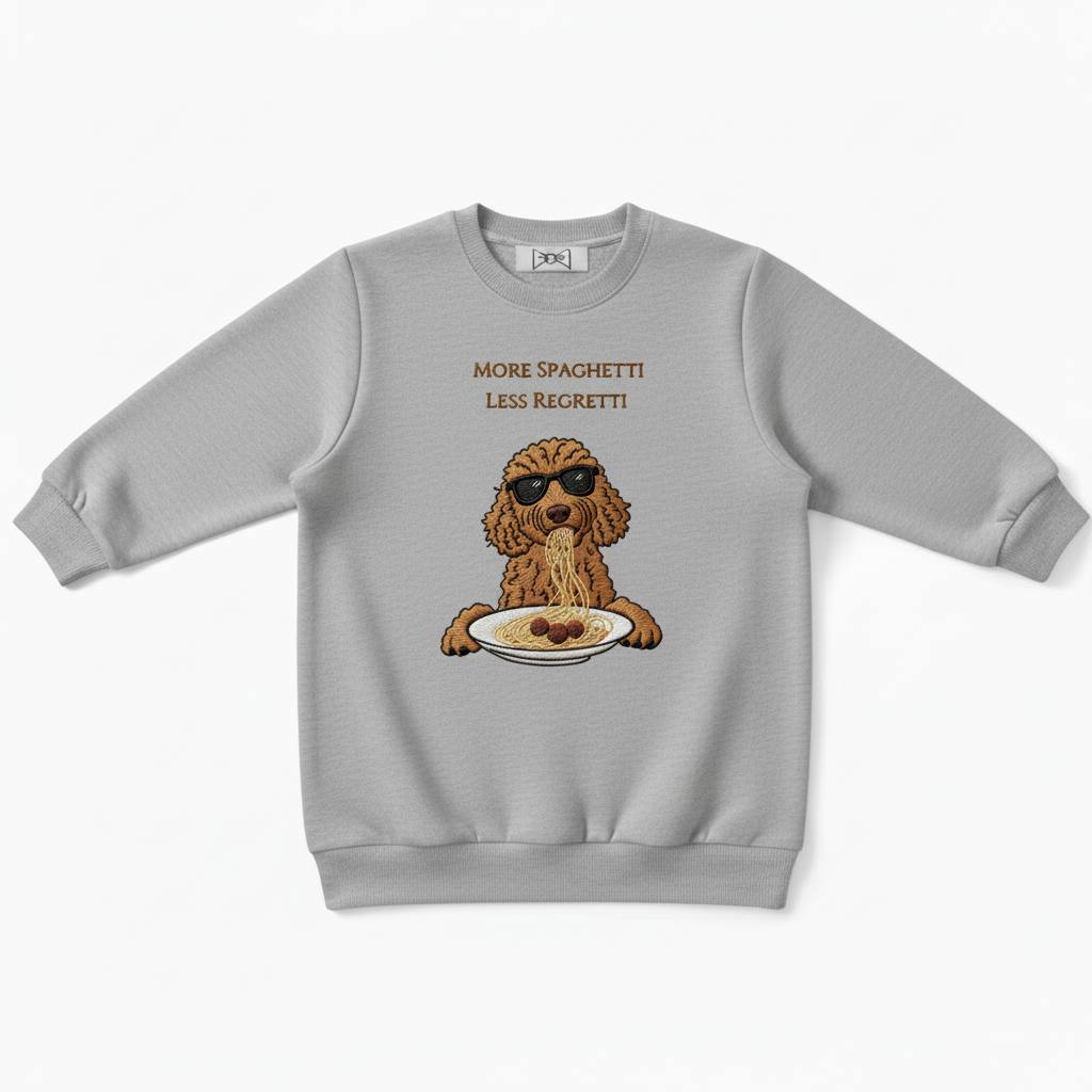Funny Spaghetti Dog Embroidered Crewneck Premium  C1004
