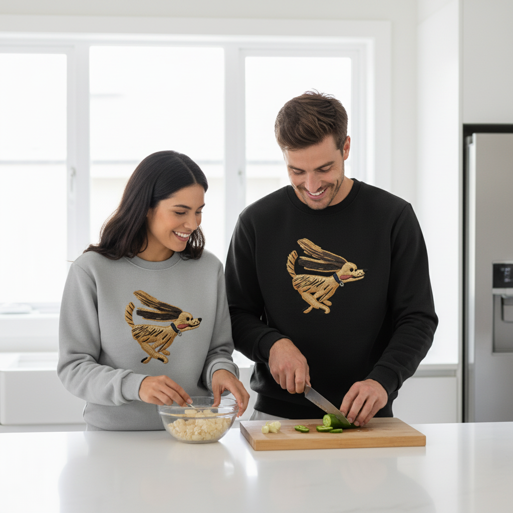 Fast Dog Embroidered Crewneck Premium C1005