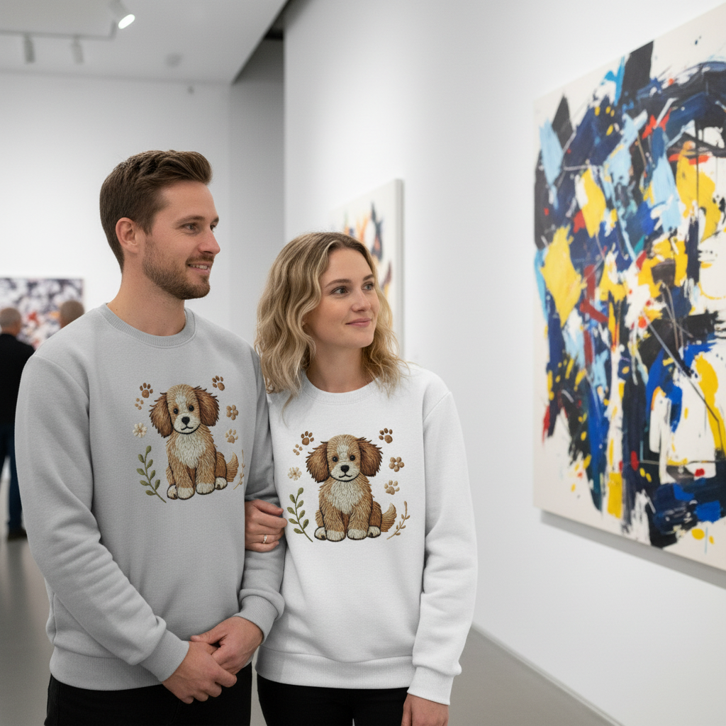 Cozy Puppy Embroidered Crewneck C1003