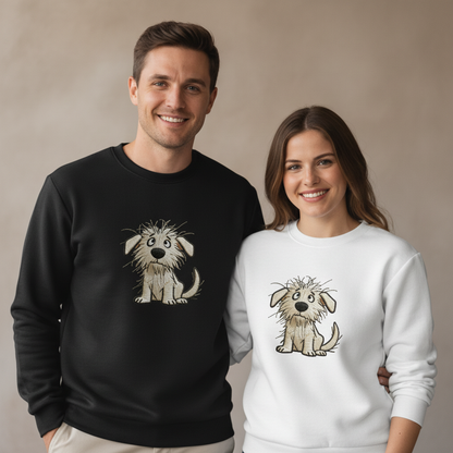 Scruffy Puppy Embroidered Dog Lover Crewneck C1007