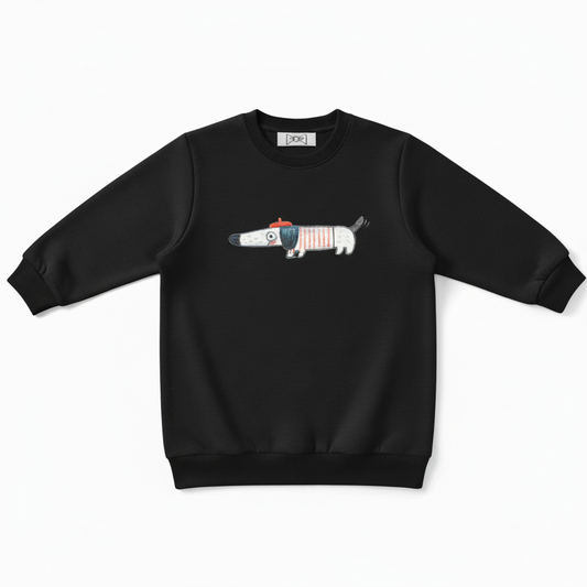 Cute Dachshund in Beret Dog Lover Gift Crewneck C1010