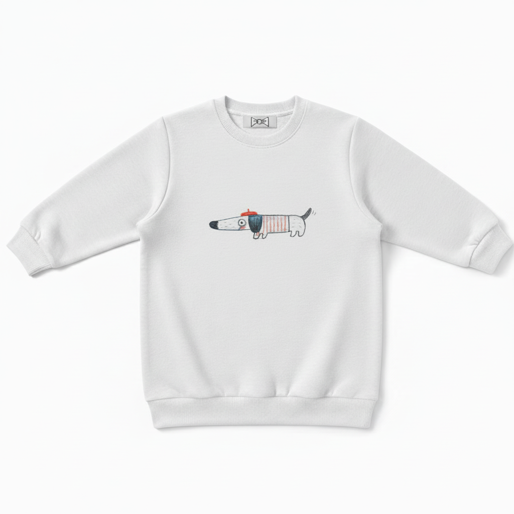 Cute Dachshund in Beret Dog Lover Gift Crewneck C1010