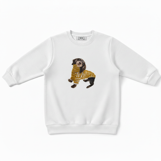 Adorable Wiener Dog Striped Sweater Pet Lover Crewneck C1011
