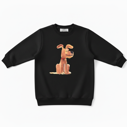 Cute Sitting Dog Cartoon Graphic Crewneck C1014