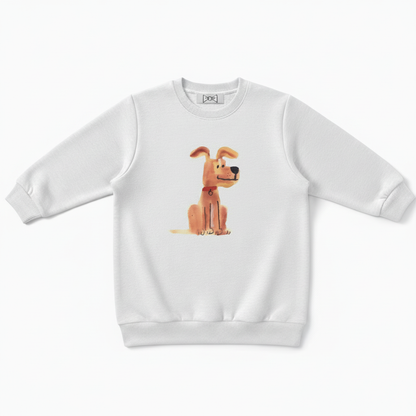 Cute Sitting Dog Cartoon Graphic Crewneck C1014