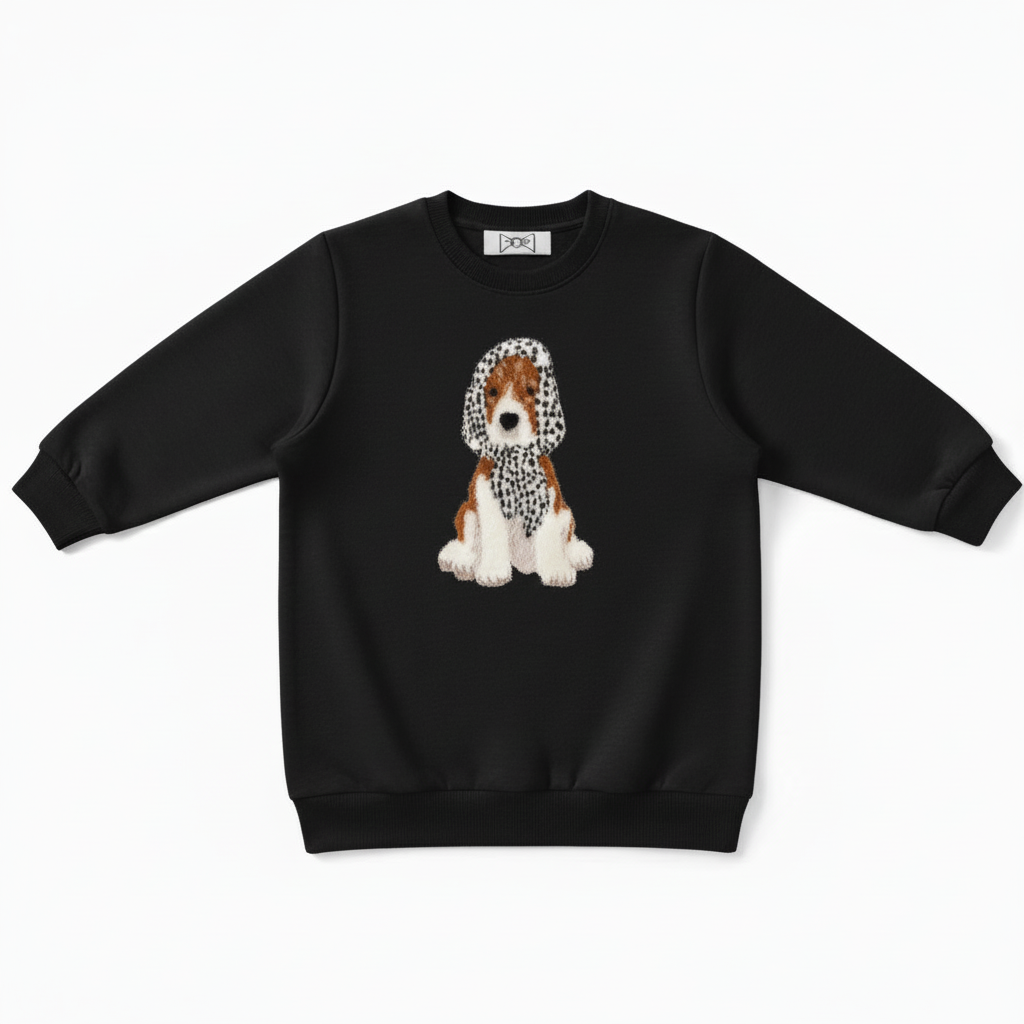 Cute Beagle with Leopard Scarf Graphic Crewneck C1019