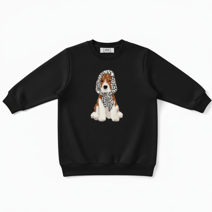 Cute Beagle with Leopard Scarf Graphic Crewneck C1019
