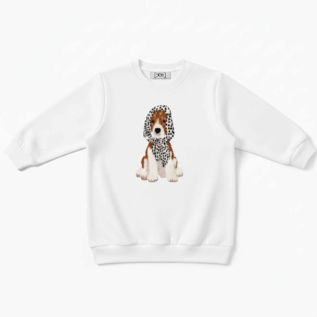 Cute Beagle with Leopard Scarf Graphic Crewneck C1019