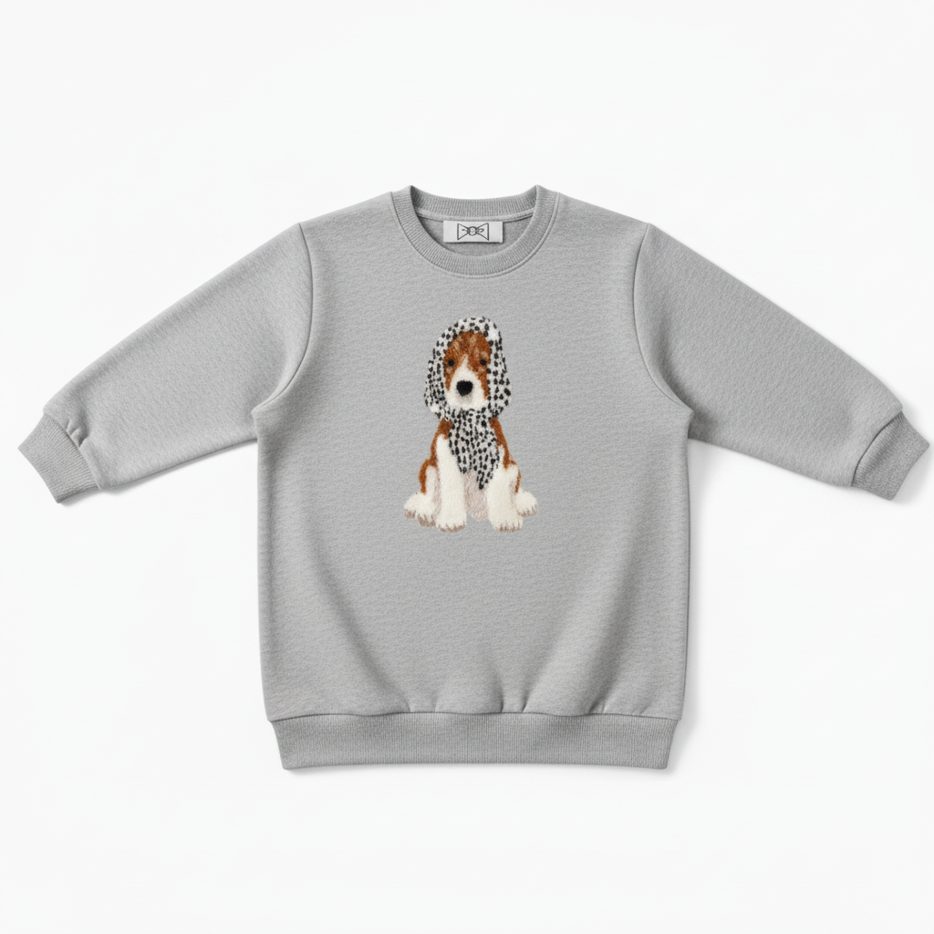 Cute Beagle with Leopard Scarf Graphic Crewneck C1019