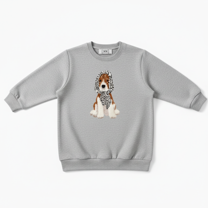 Cute Beagle with Leopard Scarf Graphic Crewneck C1019