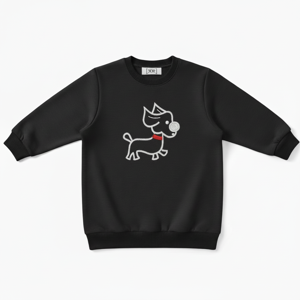 Pixel Art Dog Red Collar Graphic Crewneck C1021