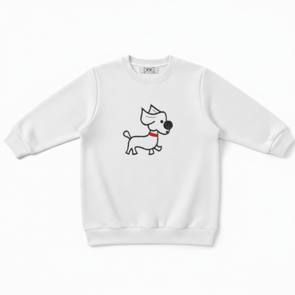 Pixel Art Dog Red Collar Graphic Crewneck C1021
