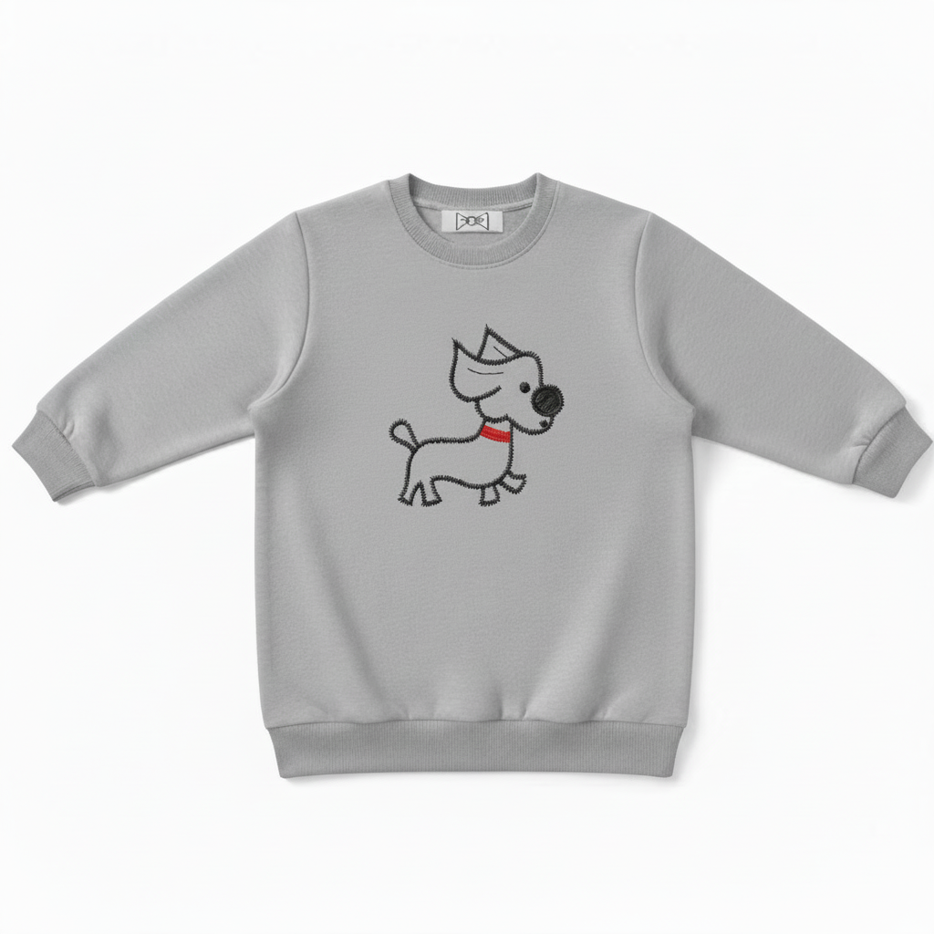 Pixel Art Dog Red Collar Graphic Crewneck C1021