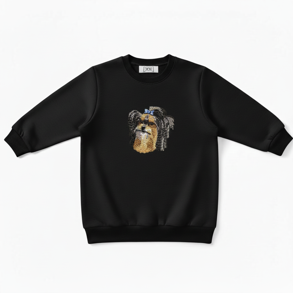 Yorkshire Terrier Blue Bow Pet Lover Crewneck C1024