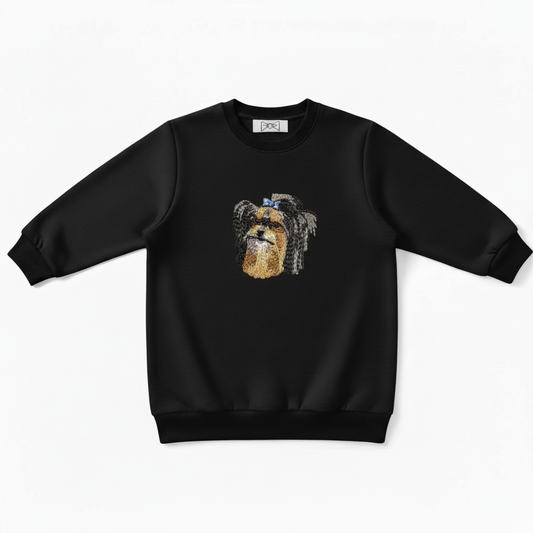 Yorkshire Terrier Blue Bow Pet Lover Crewneck C1024