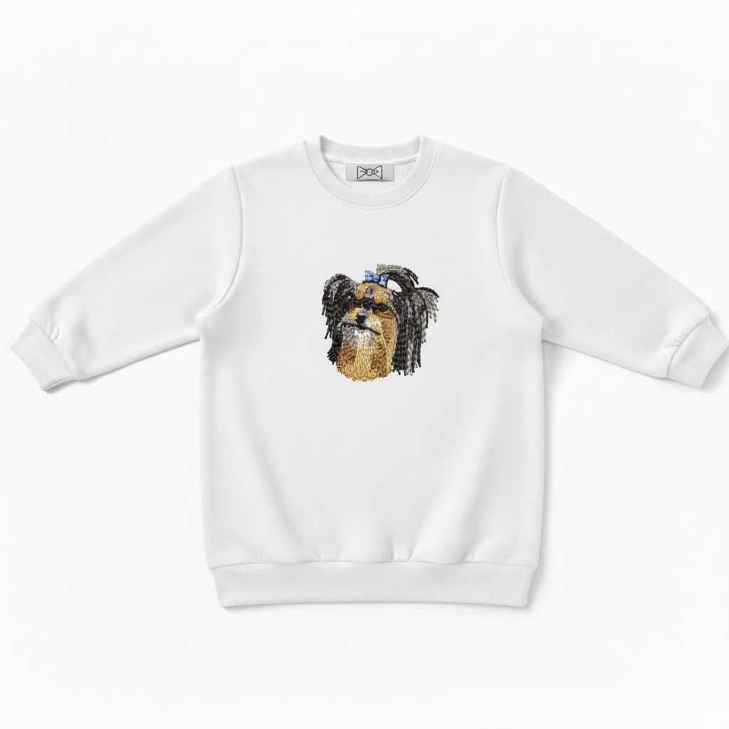 Yorkshire Terrier Blue Bow Pet Lover Crewneck C1024