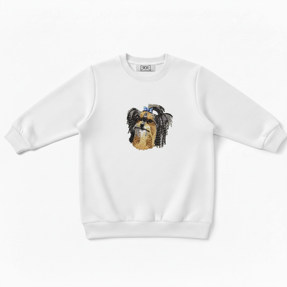 Yorkshire Terrier Blue Bow Pet Lover Crewneck C1024