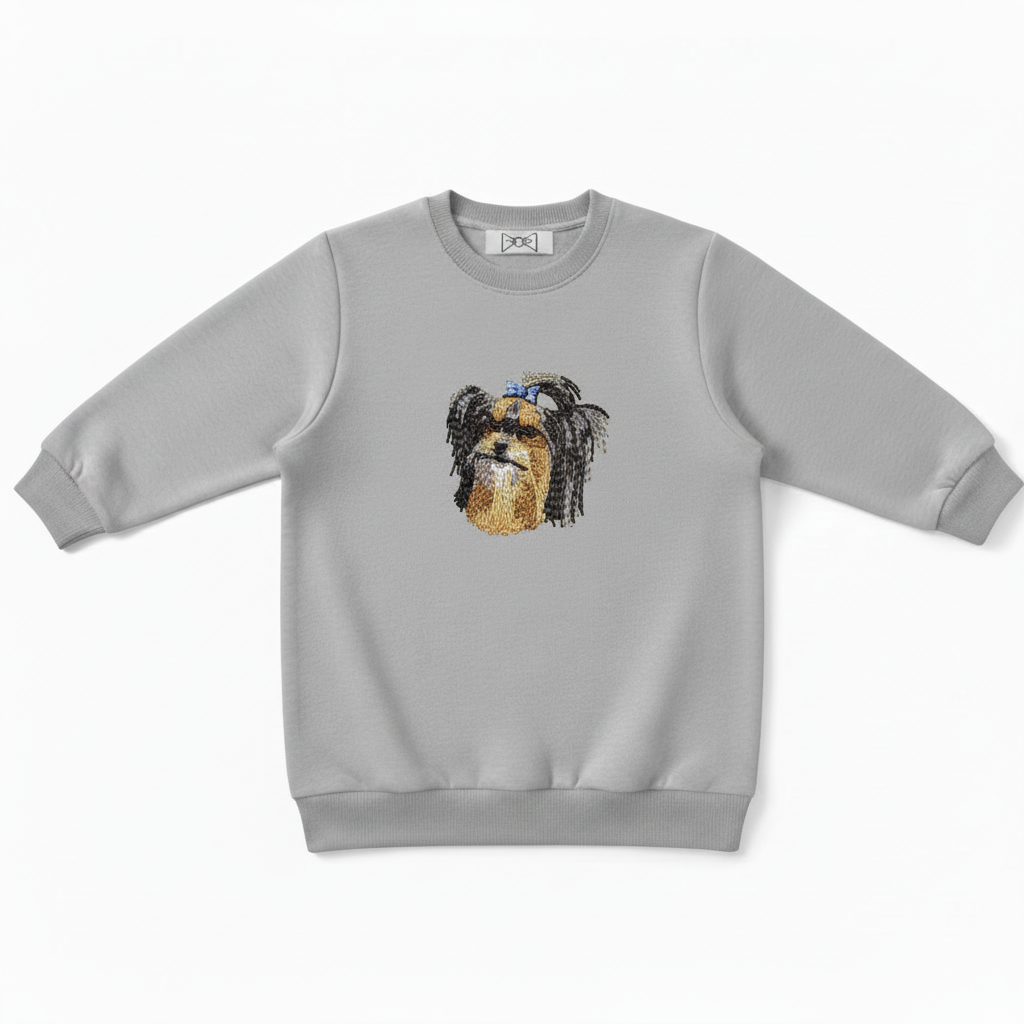 Yorkshire Terrier Blue Bow Pet Lover Crewneck C1024