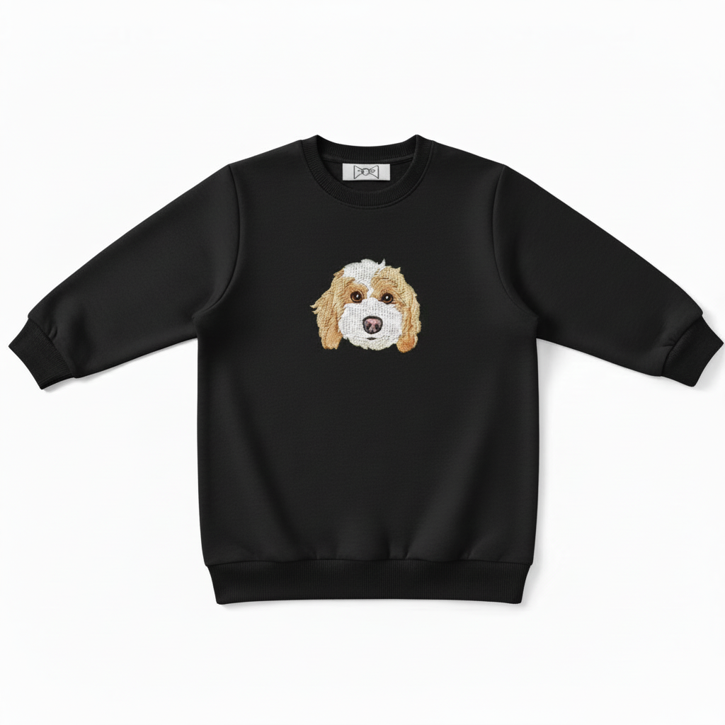 Cute Doodle Dog Face Graphic Crewneck C1031