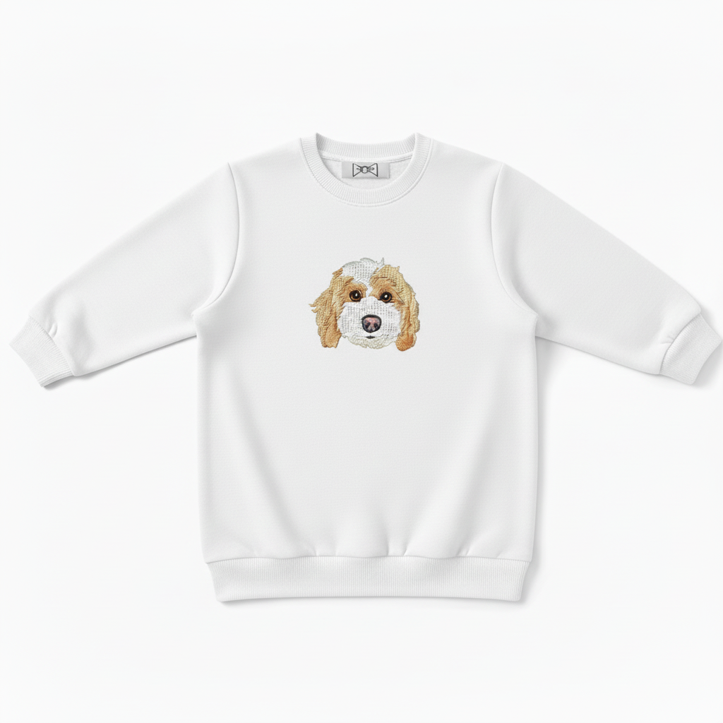 Cute Doodle Dog Face Graphic Crewneck C1031