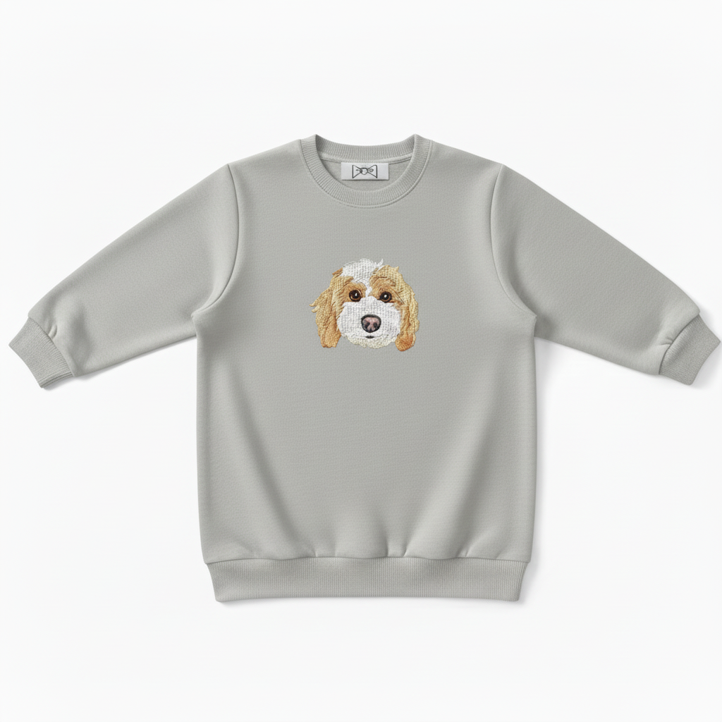 Cute Doodle Dog Face Graphic Crewneck C1031