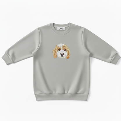 Cute Doodle Dog Face Graphic Crewneck C1031