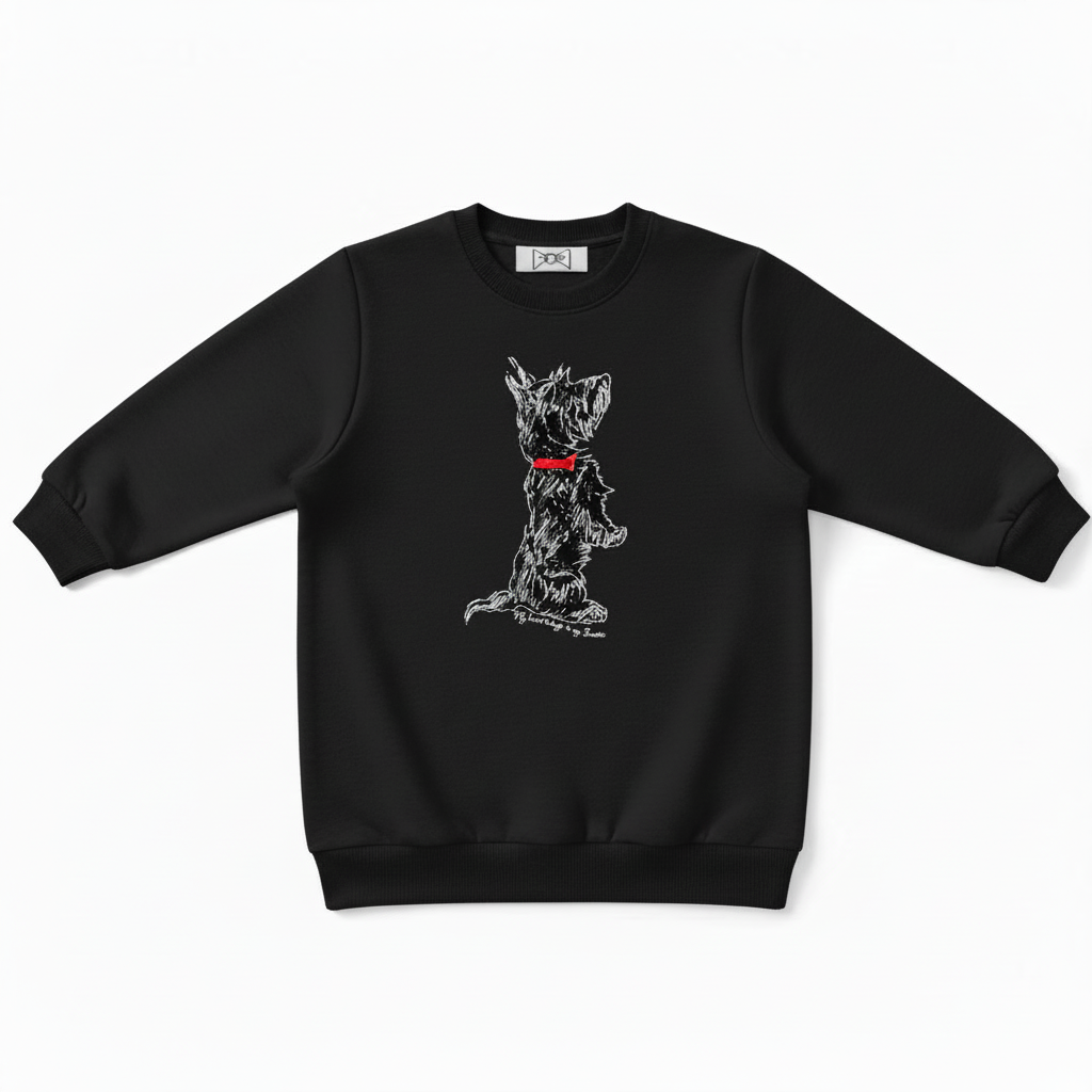 White Line Art Dog Pet Lover Crewneck C1032