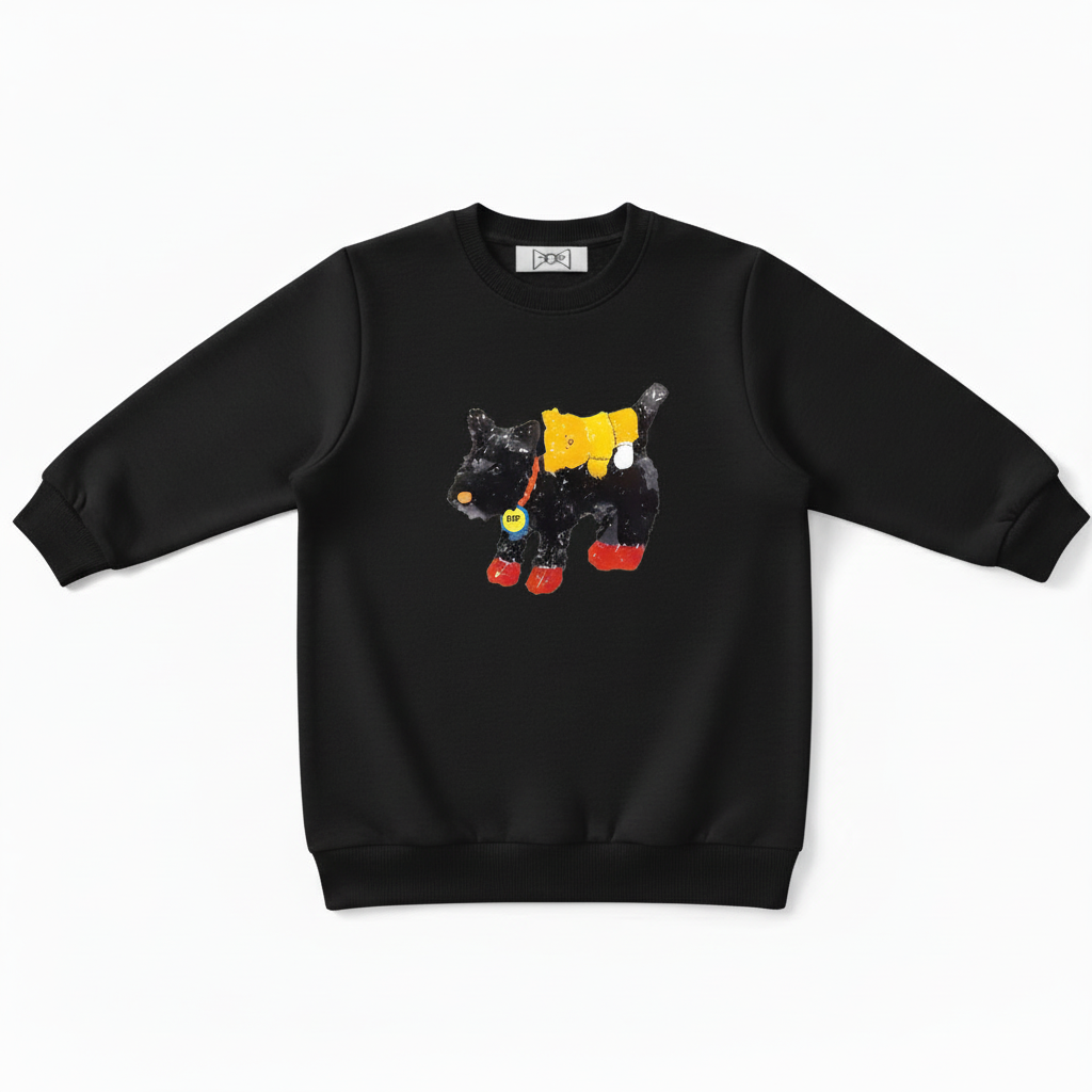 Artistic Scottie Dog Yellow Outfit Graphic Crewneck C1033