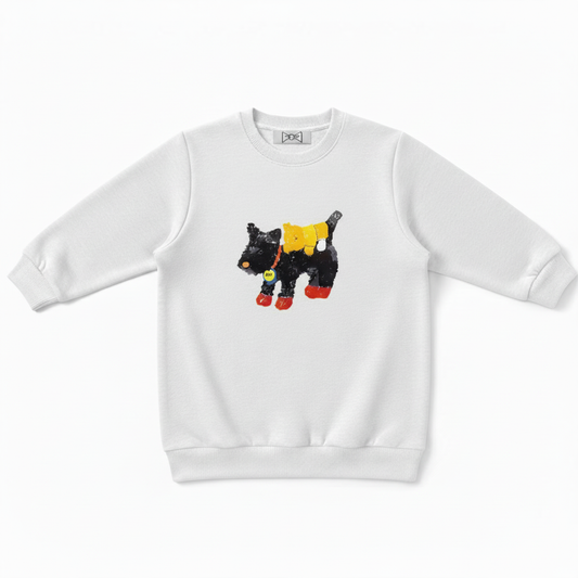 Artistic Scottie Dog Yellow Outfit Graphic Crewneck C1033