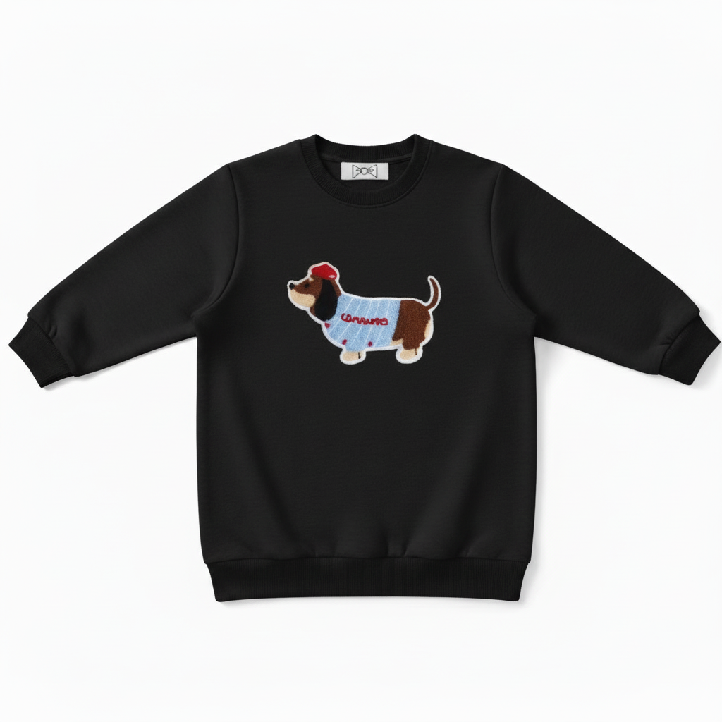 Cute Basset Hound Red Hat Graphic Crewneck C1036
