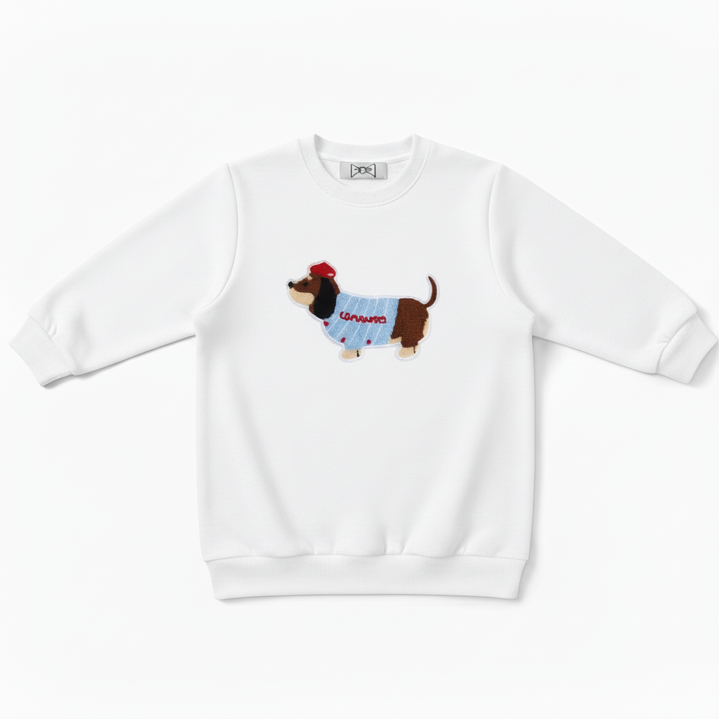 Cute Basset Hound Red Hat Graphic Crewneck C1036