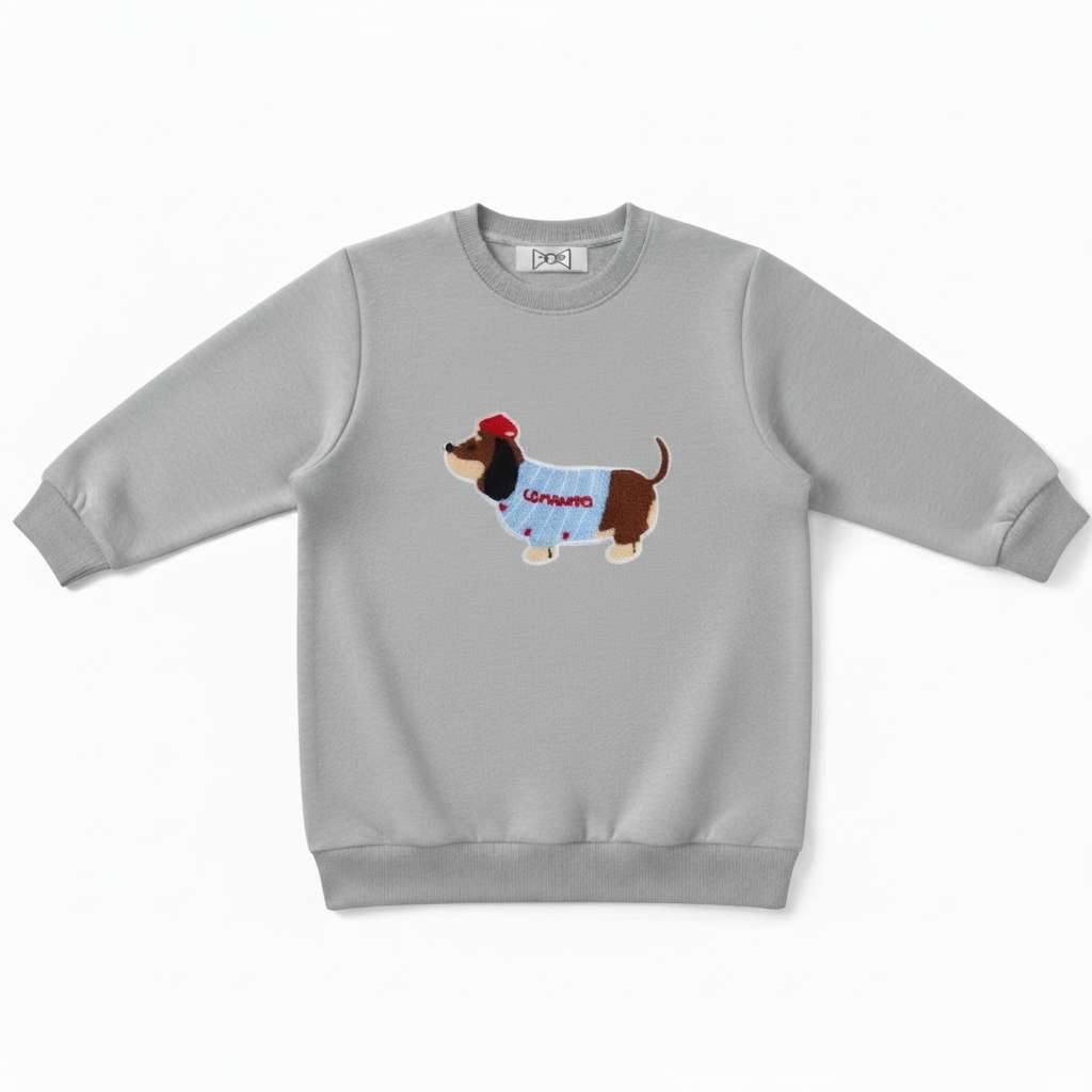 Cute Basset Hound Red Hat Graphic Crewneck C1036