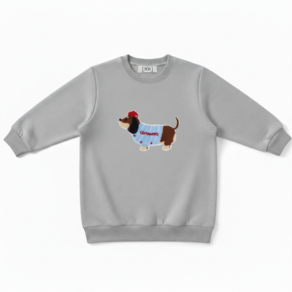 Cute Basset Hound Red Hat Graphic Crewneck C1036