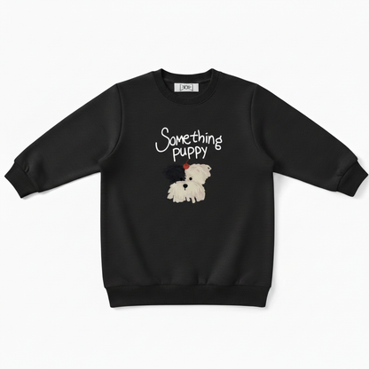 Something Puppy White Dog Graphic Crewneck C1037