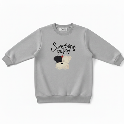Something Puppy White Dog Graphic Crewneck C1037