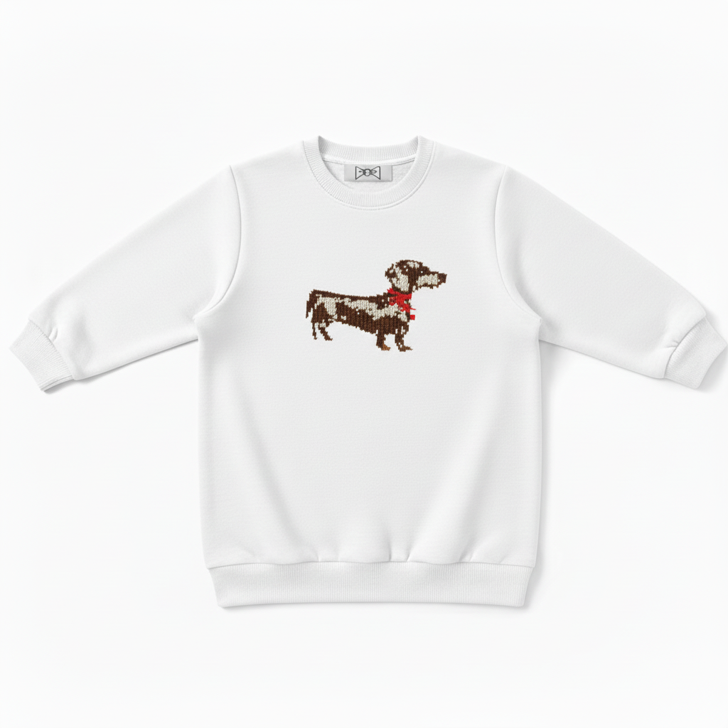 Brown White Spaniel Red Bandana Pet Crewneck C1044