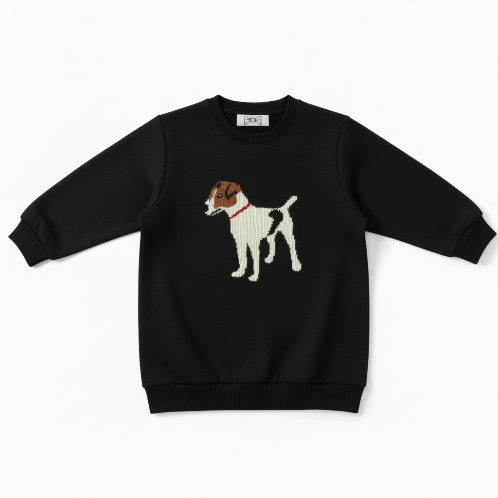 Cute White Brown Dog Red Collar Crewneck C1045