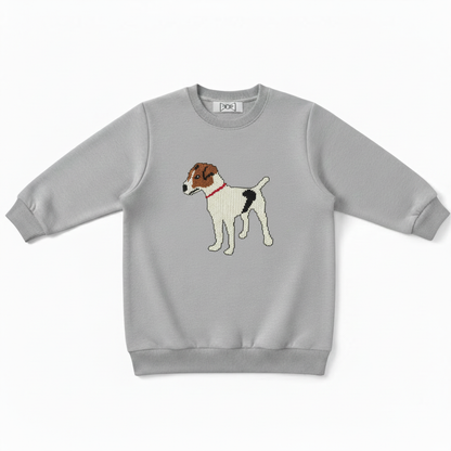 Cute White Brown Dog Red Collar Crewneck C1045