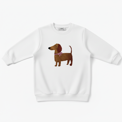 Adorable Wiener Dog Pink Ribbon Pet Crewneck C1050
