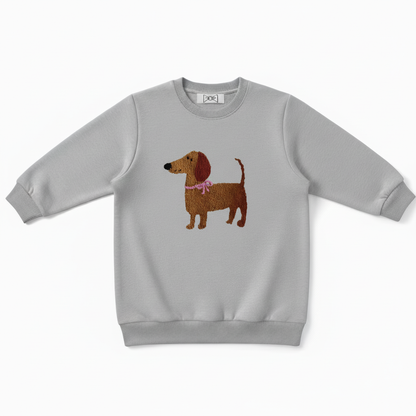 Adorable Wiener Dog Pink Ribbon Pet Crewneck C1050