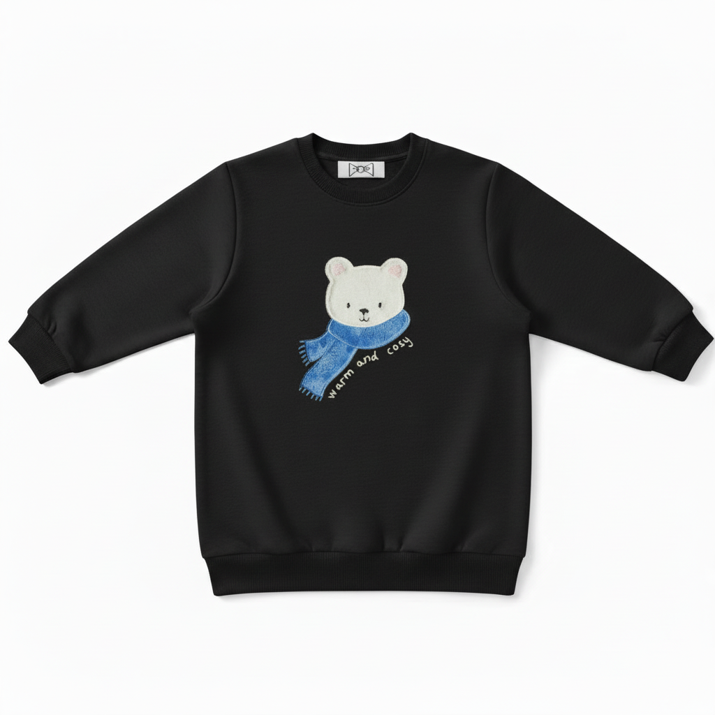 Cute Polar Bear Blue Scarf Graphic Crewneck C1051